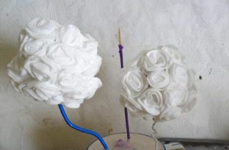 Топиарий «цветы» из ватных дисков и палочек