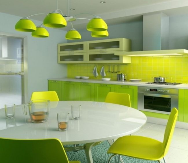 Дизайн кухни 8 кв. м стиль функциональность комфорт-Теплые цвет-Зеленый