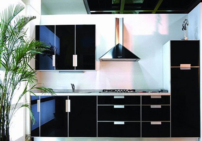 Дизайн кухни 8 кв. м стиль функциональность комфорт-Нейтральные цвета-Черный