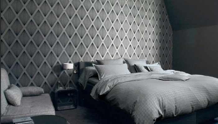 Дизайн спальни : Темные обои в спальне
