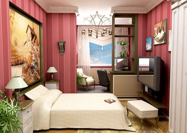 Дизайн спальни 9 кв м:Спальня и рабочий кабинет