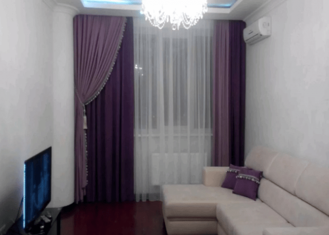 Фиолетовые, лиловые, сиреневые шторы в интерьере комнат