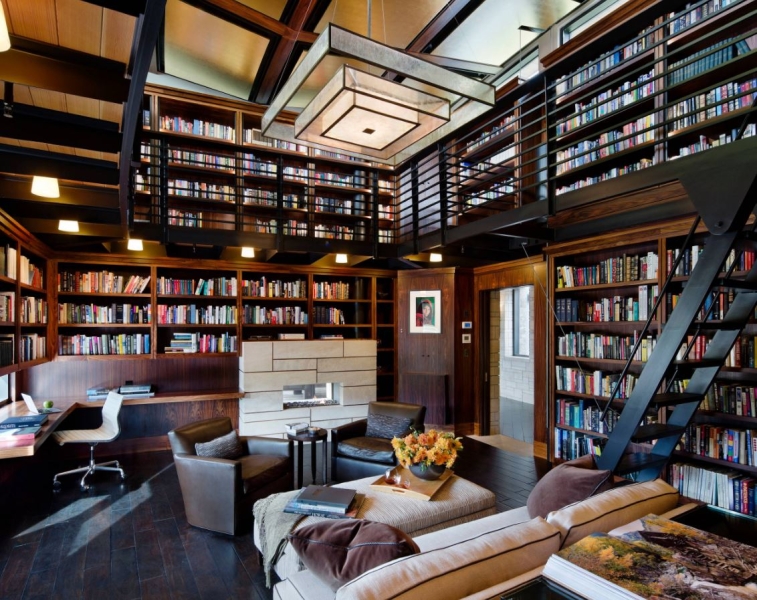 Домашняя библиотека в интерьере